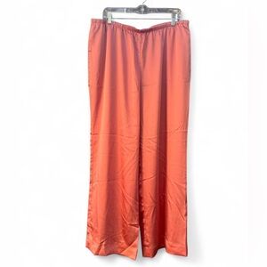 A New Day Coral Satin Wide-Leg Pull On Pants Elastic Waist Size XL